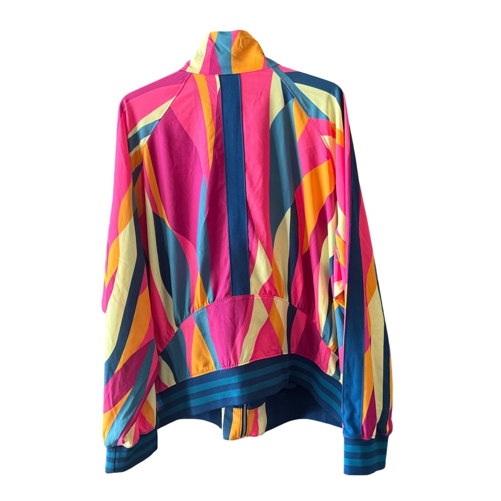 Tek Gear Womens 3X Track Jacket Pink Blue Abstract Geometric Full Zip Mock Neck - Picture 6 of 9
